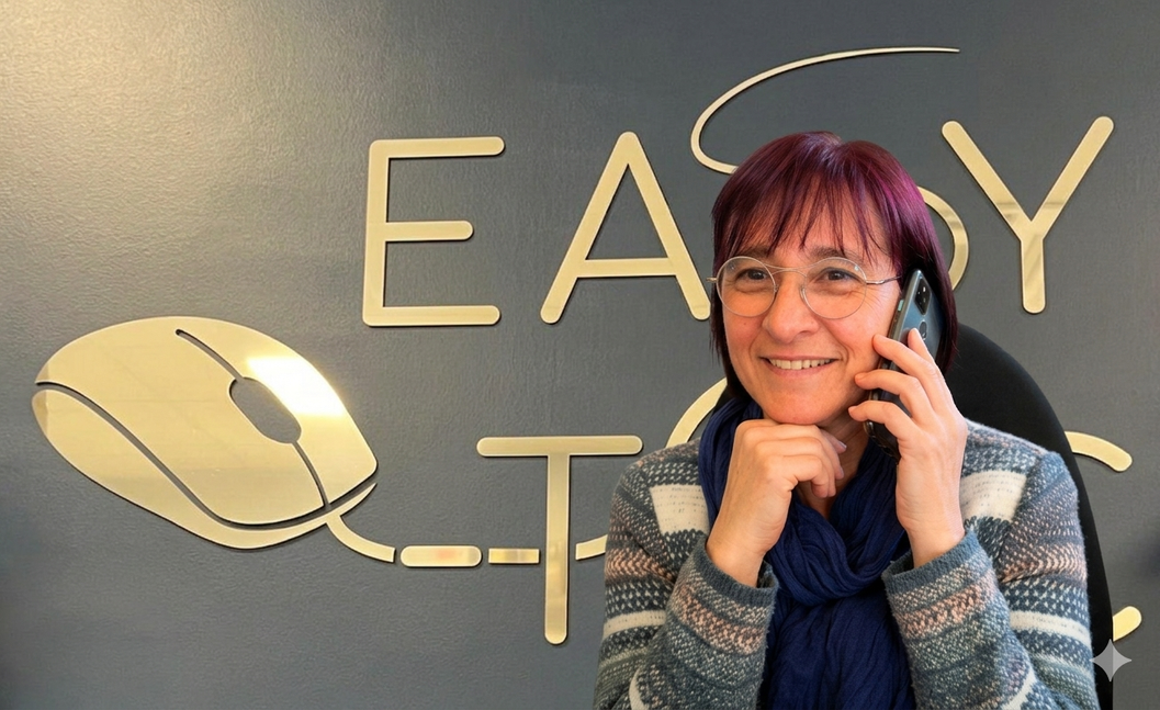 Tecnico informatico che parla al telefono con un cliente business